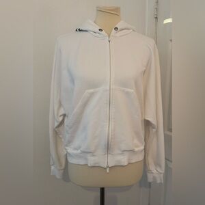 Max Mara Leisure White Kamila Hoodie Logo Front Zip Raglan Slv NO SIZE *Read*